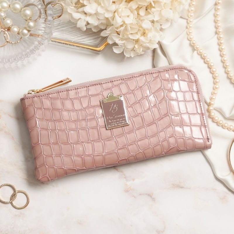 人気ブランドのピンクのお財布は、ハースケジュールのチェレット シルクエナメル アフタヌーンドリーム